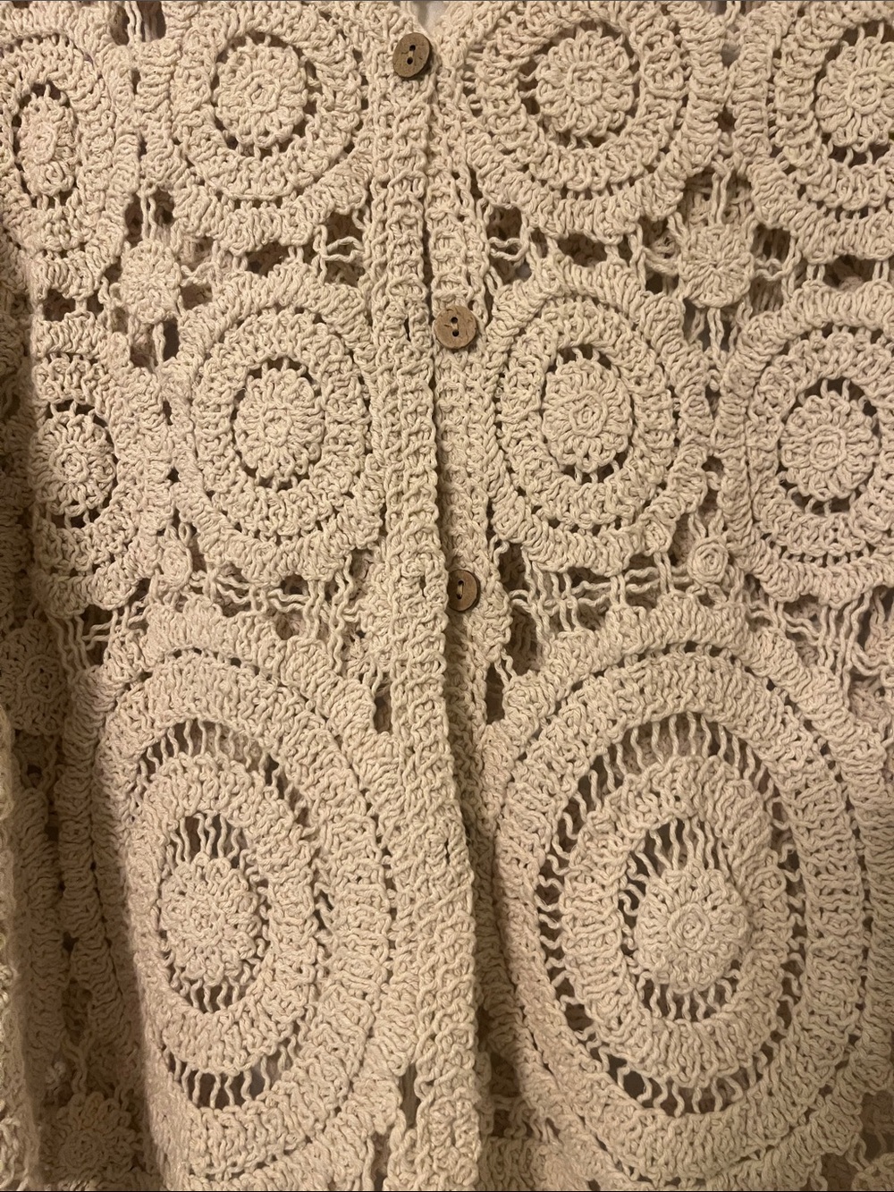 Crochet Openwork Cream Sweater - Picture 2 of 8